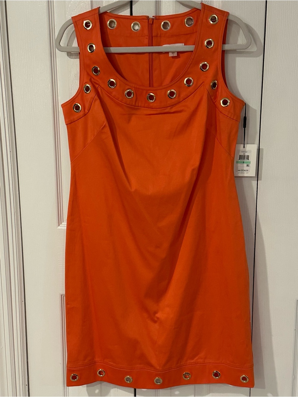 Calvin Klein Sleeveless Orange Eyelet-Trim Mini Dress | NWT | 8